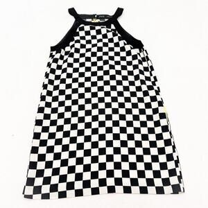 Zara Checker Plaid Black White Halter Dress PocketsnSize Medium